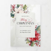 Carte Trois Volets Elegant Merry Christmas Botanical Non-Photo (Page de couverture)