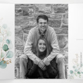 Carte Trois Volets Elégant Rustic Green & Gold Eucalyptus Mariage (Intérieur au milieu)