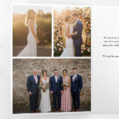 Carte Trois Volets Elegant Thank You with 9 Wedding Photos (Intérieur en premier)