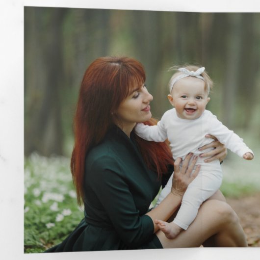 Carte Trois Volets Élégant vert / Or Plaid Holly Photo de Noël (Intérieur en premier)