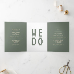 Carte Trois Volets Faire Mariage Formel minimaliste Green Gamer