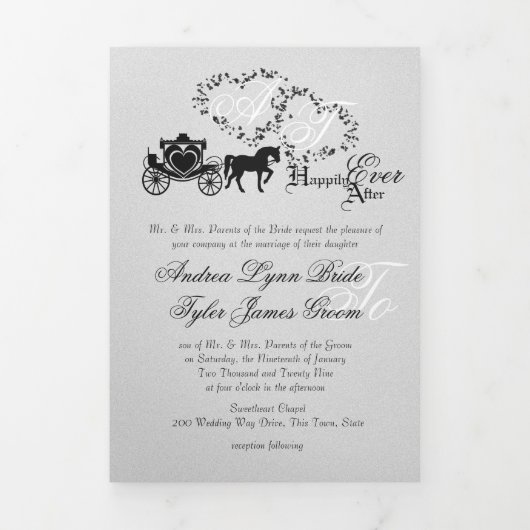 Carte Trois Volets Fairytale Carriage Argent (Page de couverture)