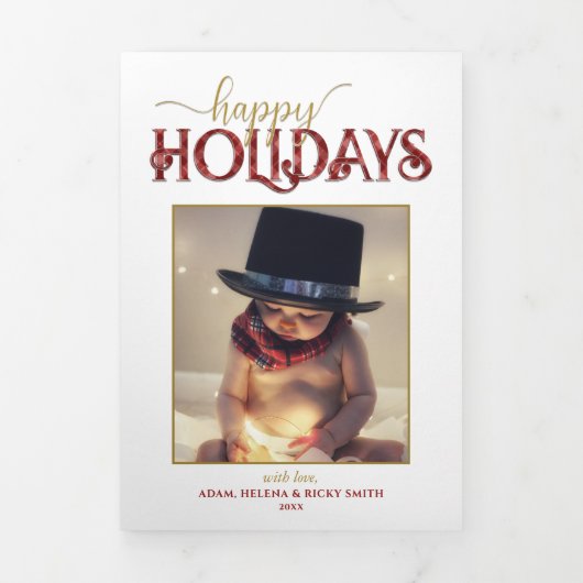 Carte Trois Volets Festive Custom Happy Holidays Typographie (Page de couverture)