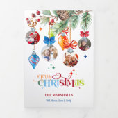 Carte Trois Volets Festive Merry Christmas Pine & Baubles 4 Photo (Page de couverture)