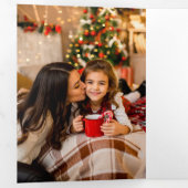 Carte Trois Volets Festive moderne Joyeux Joyeux Vacances Script Phot (Intérieur en premier)