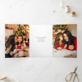 Carte Trois Volets Festive moderne Joyeux Joyeux Vacances Script Phot (Intérieur)