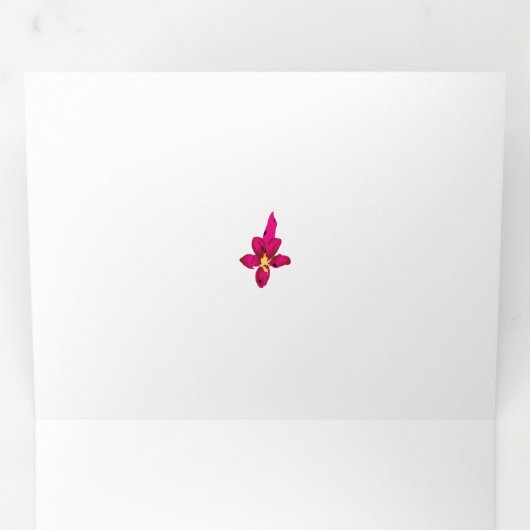 Carte Trois Volets Fille Design, Or Léger, Rouge Purplish (Intérieur en premier)