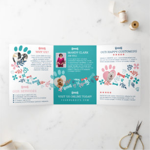 Carte Trois Volets Floral & Foliage Animaux de compagnie Empreinte de