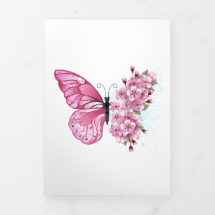 Carte Trois Volets Flower Butterfly