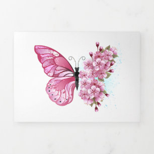 Carte Trois Volets Flower Butterfly