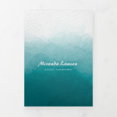 Carte Trois Volets Fond aquarelle vert cyan (Page de couverture)
