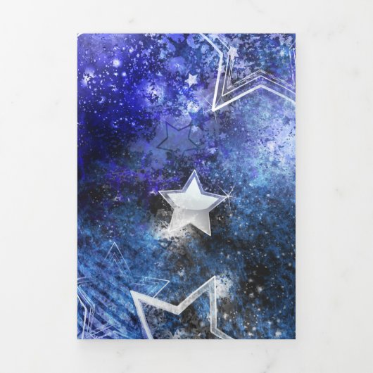 Carte Trois Volets Fond spatial avec étoiles (Page de couverture)