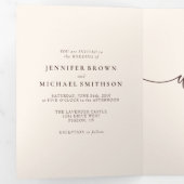 Carte Trois Volets Formal Chocolate Brown Modern Wedding (Intérieur en premier)