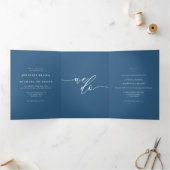 Carte Trois Volets Formal Simple Navy Blue Wedding (Intérieur)