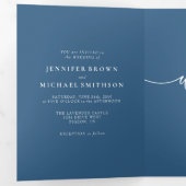 Carte Trois Volets Formal Simple Navy Blue Wedding (Intérieur en premier)
