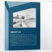 Carte Trois Volets Formes plates d'entreprise bleue impacté (Intérieur en premier)