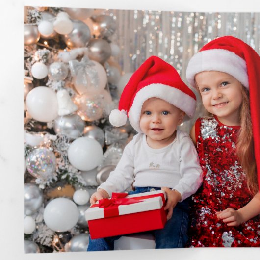 Carte Trois Volets Fun Tourbillonnant Noël Frontière Joyeux Noël Phot (Intérieur en premier)