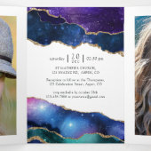 Carte Trois Volets Galaxy Agate Photo Bat mitzvah (Intérieur au milieu)