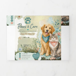 Carte Trois Volets Garde d'animaux Chien & Chat Garde de Chien Promen