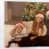 Carte Trois Volets Gold Christmas Wreath Happy Holidays Script Photo (Intérieur en premier)