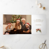 Carte Trois Volets Gold Christmas Wreath Happy Holidays Script Photo (Intérieur)