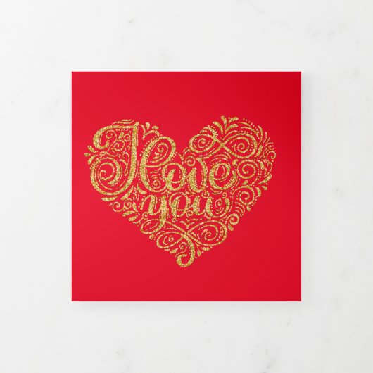 Carte Trois Volets Gold Je t'aime Coeur ensemble pour toujours (Protection)