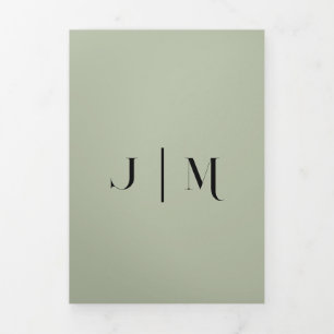Carte Trois Volets Gris Sauge Classique Formel Minimal Mariage