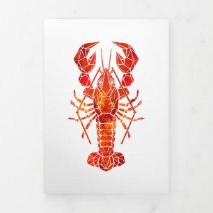 Carte Trois Volets Homard polygonal rouge