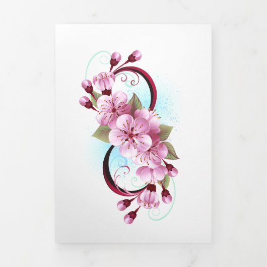 Carte Trois Volets Infinité avec les fleurs Sakura (Page de couverture)