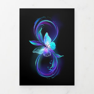 Carte Trois Volets Infinité brillante avec papillon magique