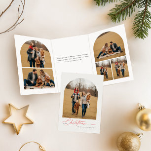 Carte Trois Volets Joli Collage de Photos de Famille Joyeux Noël