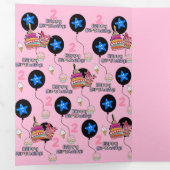 Carte Trois Volets Joyeuse 2e carte d'anniversaire, #2 rose d'anniver (Intérieur en premier)