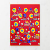 Carte Trois Volets Joyeuse 9e carte d'anniversaire, #9 rouge et jaune (Page de couverture)