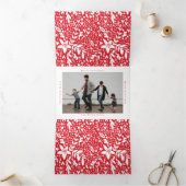 Carte Trois Volets Joyeuses Fêtes texte blanc multi photo vacances (Intérieur)