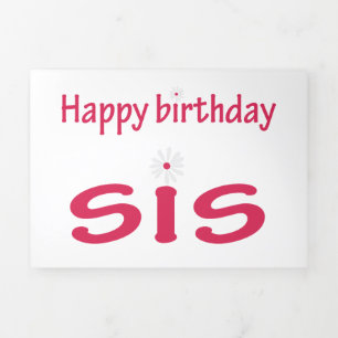 Carte Trois Volets joyeux anniversaire soeur