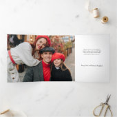 Carte Trois Volets Joyeux Noël Calligraphie Élégante 1-Photo (Intérieur)