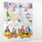 Carte Trois Volets Joyeux Noël Joyeux Anniversaire Carte Tri-Fold (Intérieur en premier)