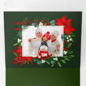Carte Trois Volets Joyeux Noël vert Floral Multi Photo (Intérieur en premier)