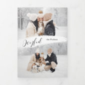 Carte Trois Volets Joyeux Script avec Snowy Brushstroke 2 photo (Page de couverture)