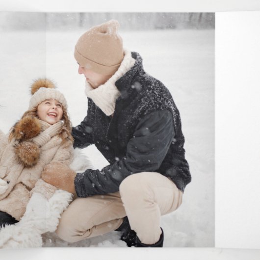 Carte Trois Volets Joyeux Script avec Snowy Brushstroke 2 photo (Intérieur au milieu)