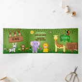 Carte Trois Volets Jungle Safari mignons Animaux Sauvage Un Anniversa (Intérieur)