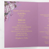 Carte Trois Volets Lavande, Roses et Lilacs, Mariage (Intérieur en premier)
