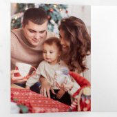 Carte Trois Volets Lin rustique et Joyeux Jours de Vacances Script Mu (Intérieur en premier)