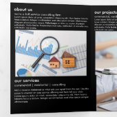 Carte Trois Volets Logo de maison d'or moderne Immobilier (Intérieur en premier)