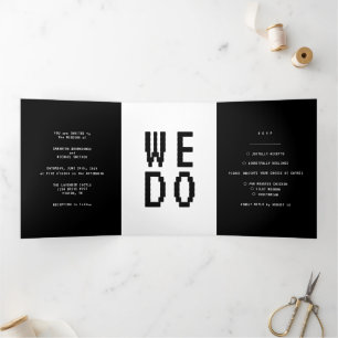 Carte Trois Volets Mariage de joueur minimaliste formel noir et blanc
