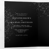 Carte Trois Volets Mariage de points modernes en noir (Intérieur en premier)