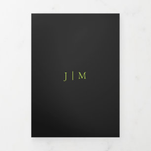 Carte Trois Volets Mariage Formel Moderne Cyber Lime Jet Noir