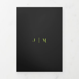 Carte Trois Volets Mariage Formel Moderne Cyber Lime Noir Jet