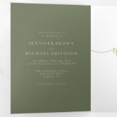 Carte Trois Volets Mariage minimaliste formel Sauge et Or (Intérieur en premier)
