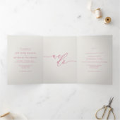 Carte Trois Volets Mariage Rsvp Moderne Crème Simple Rose (Intérieur)